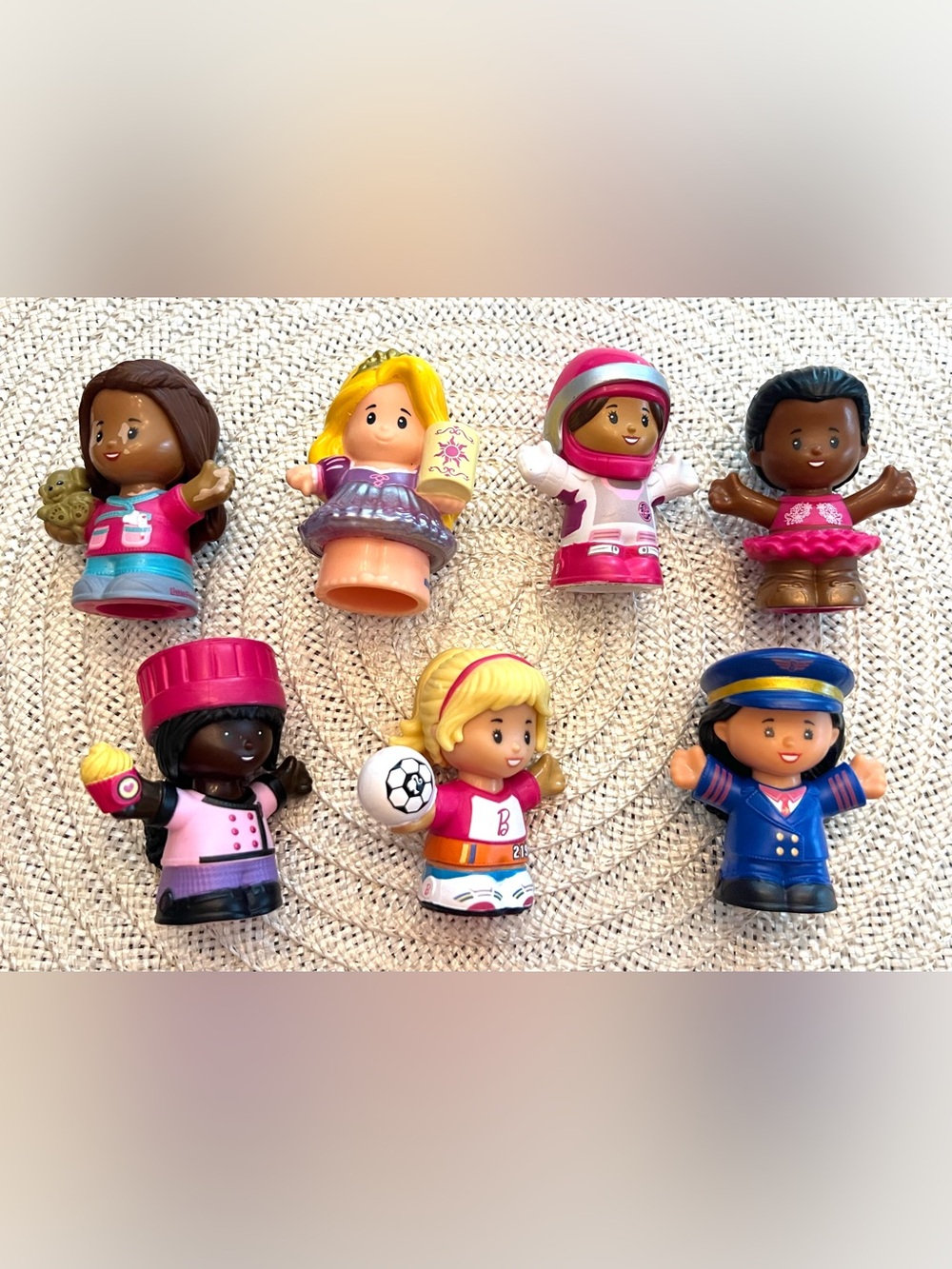 Fisher-Price Little People Barbie 7 girl figurines astronaut baker police vet